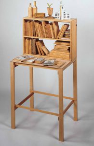 Library, 1986-87. Pencil and mixed media on wood assemblage, 68 ½ x 31 x 23 in. Collection of Carol and Douglas Cohen.
