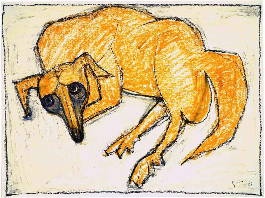Rudy, 1988. Crayon, pastel, and oil stick on paper, 18 x 24 in. The Saul Steinberg Foundation.