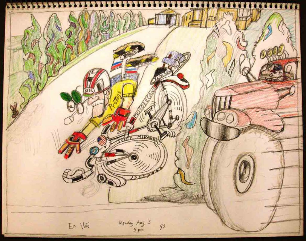 August, tells Aldo Buzzi that he fell off his bicycle