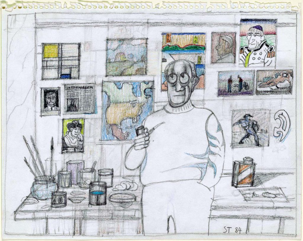 Self-Portrait, 1984. Pencil, crayon, and colored pencil on paper, 11 x 14 in. National Gallery of Art, Washington, DC; Gift of The Saul Steinberg Foundation.