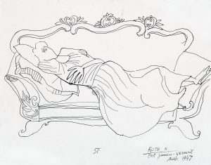Ruth Nivola, 1947. Ink on paper, 11 x 14 in. The Saul Steinberg Foundation.