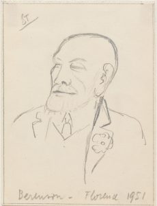 Berenson, 1951. Pencil on paper, 5 1/8 x 3 ¾ in. New York Public Library; Gift of The Saul Steinberg Foundation.