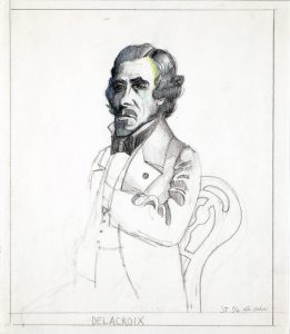 Delacroix (after Nadar), 1994. Pencil, crayon, and colored pencil on paper, 14 ¾ x 13 1/8 in. The Saul Steinberg Foundation.
