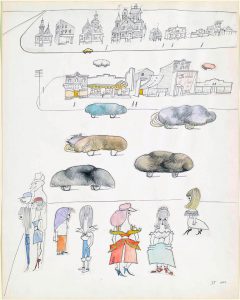 Untitled, 1952. Ink, watercolor, and collage on paper, 29 x 23 in. National Gallery of Art, Washington, DC; Gift of The Saul Steinberg Foundation.