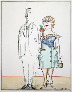 Couple, 1954. Ink, crayon, watercolor, and collage on paper, 15 x 12 in. Saul Steinberg Papers, Beinecke Rare Book and Manuscript Library, Yale University.