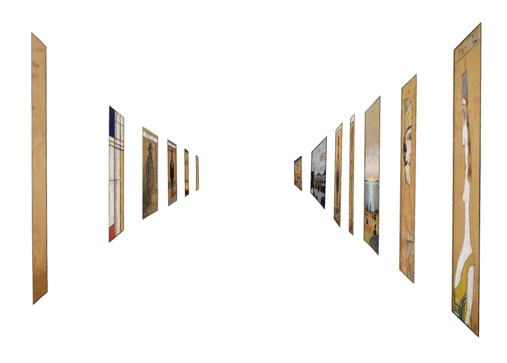 The Collection, 1971. Mixed media on wood, 13 panels, overall height 55 ½ .