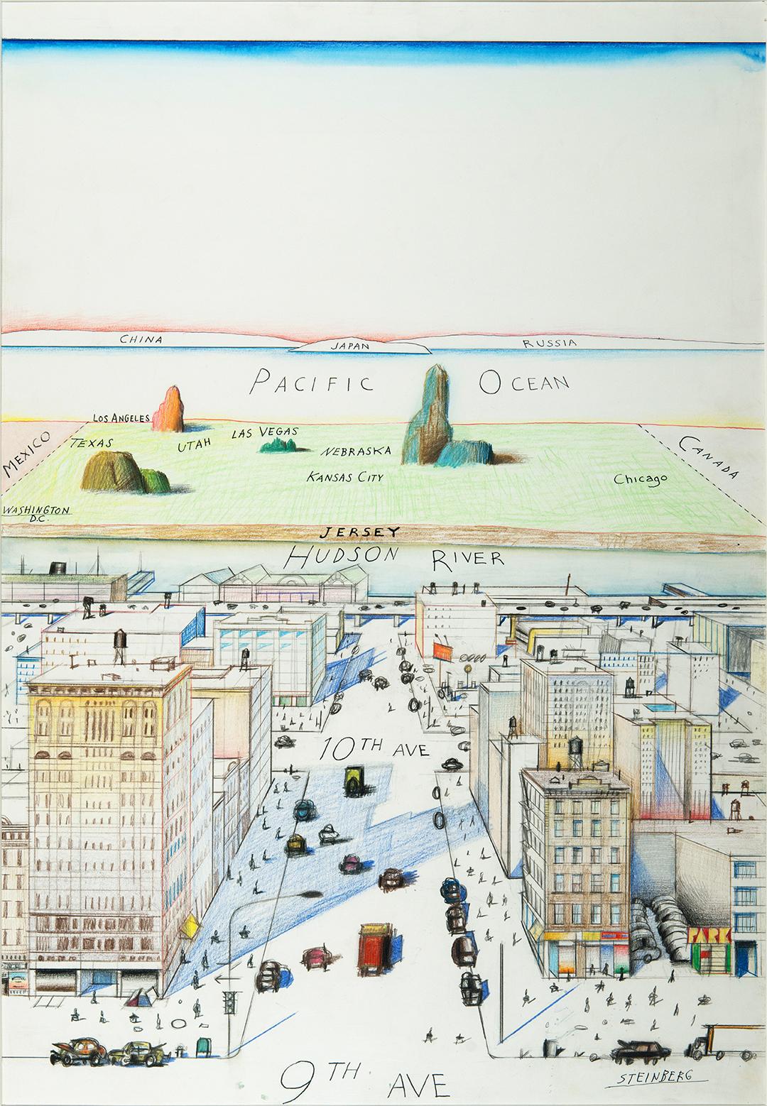 View of the World from 9th Avenue, 1976, by Saul Steinberg