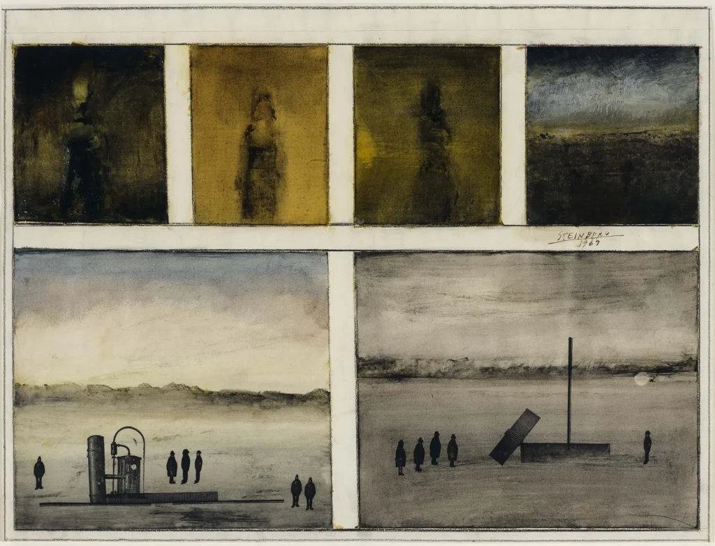 Album, 1966. Watercolor, oil, ink, rubber stamps, colored pencil, and varnish on paper, 14 7/8 x 19 7/8 in. Private collection.