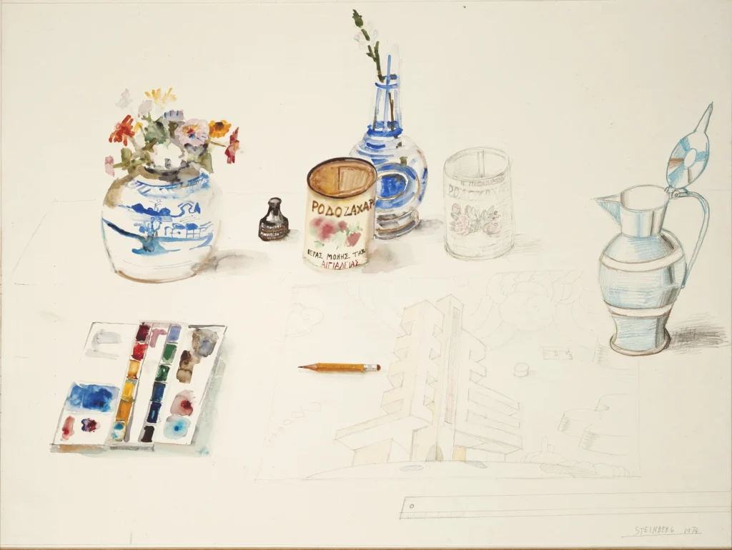 Rodozachari Watercolor, 1974. Watercolor and pencil on paper, 29 7/8 x 39 ½ in. Private collection.