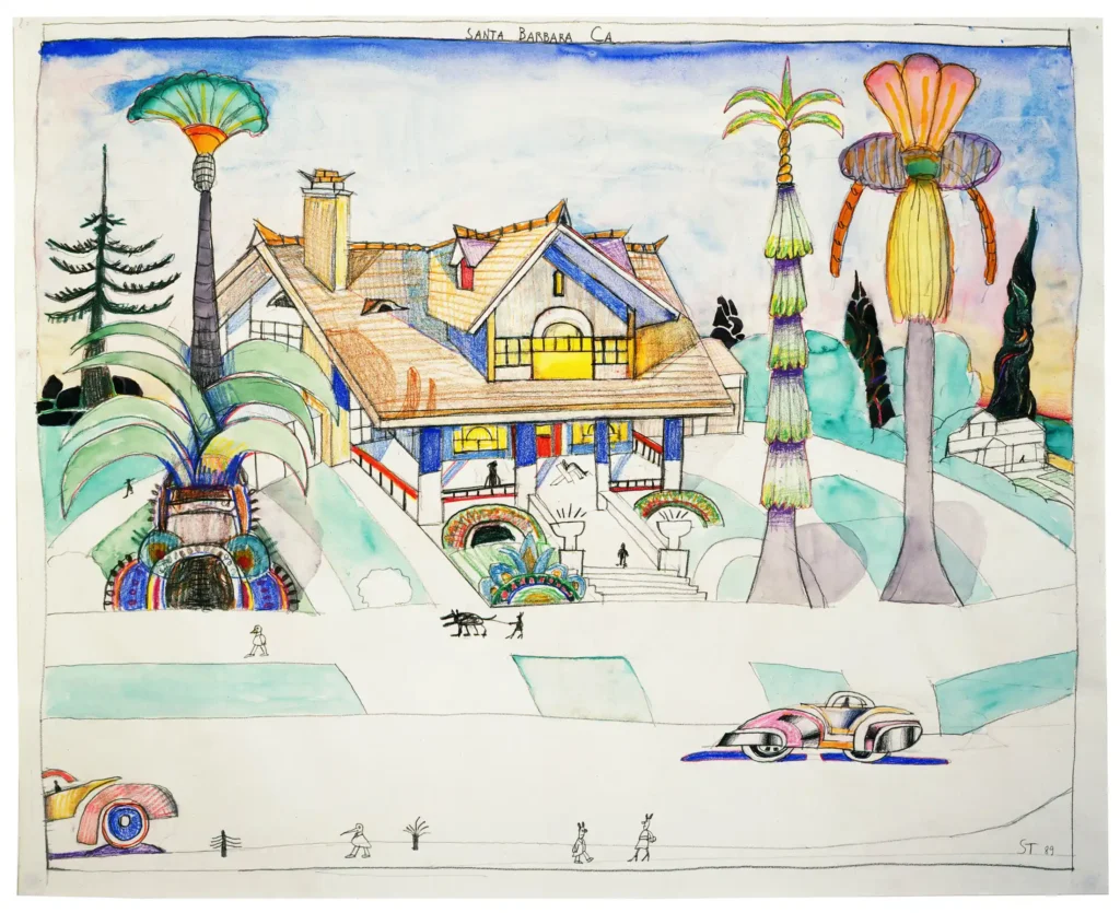 Santa Barbara, 1989. Crayon and watercolor on paper, 23 x 29 in. The Pace Gallery, New York